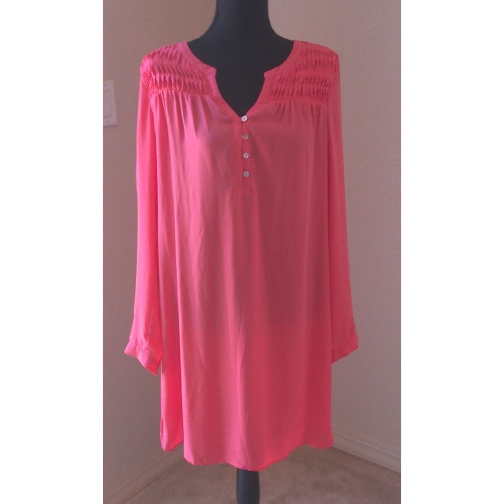 DANIEL RAIIN WOMENS CORAL COLORED LONG SLEEVE BLOUSE SIZE M